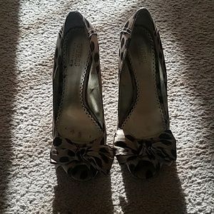 Beige and brown wedges